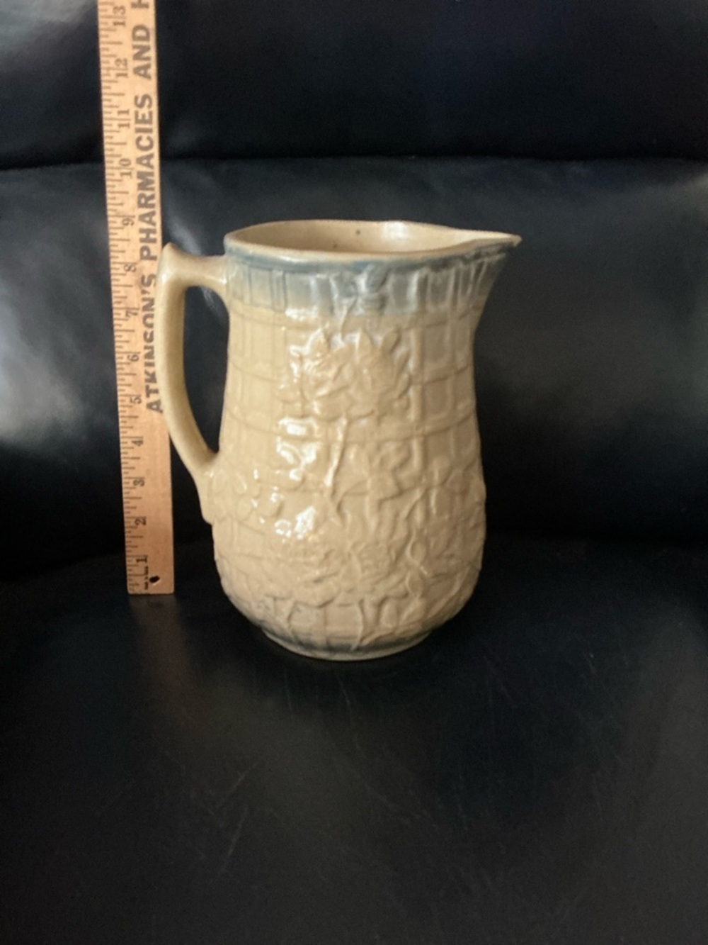 Ceramic Textured Pitcher Vase - Neutral Glaze